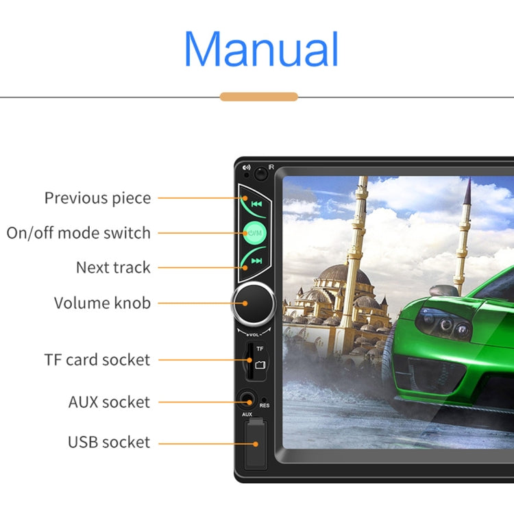 S7 7 inch HD Universal Car Radio Receiver MP5 Player, Support FM & Bluetooth & TF Card & Phone Link with Remote Control
