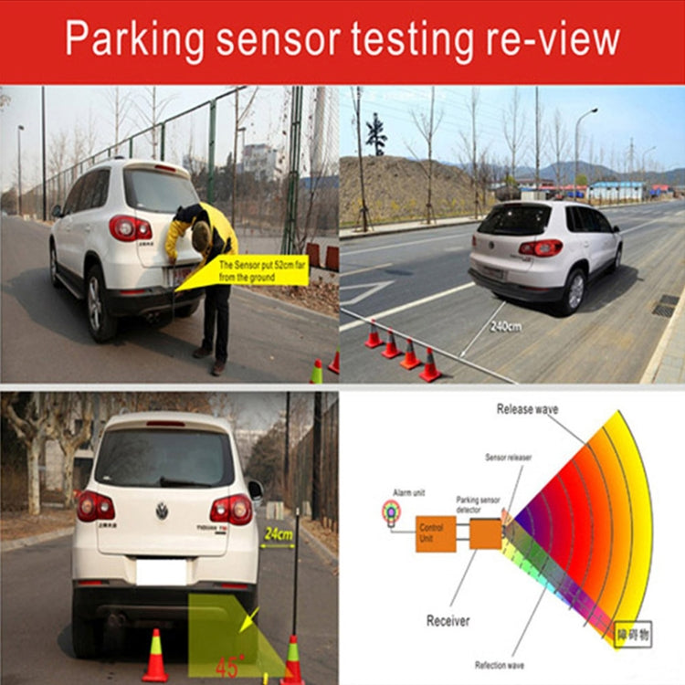 PZ621 4.3 inch LCD Rear View Mirror Car Recorder with Parking Rear Camera + 4 Rear Radar + Parking Sensor