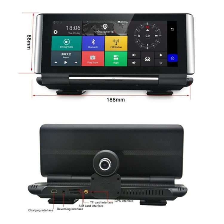 684 6.86 inch DVR Car GPS Navigator, MTK6735 Quad Core up to 1.3GHz, Android 5.1, 1GB+16GB, WiFi, Bluetooth, Camera