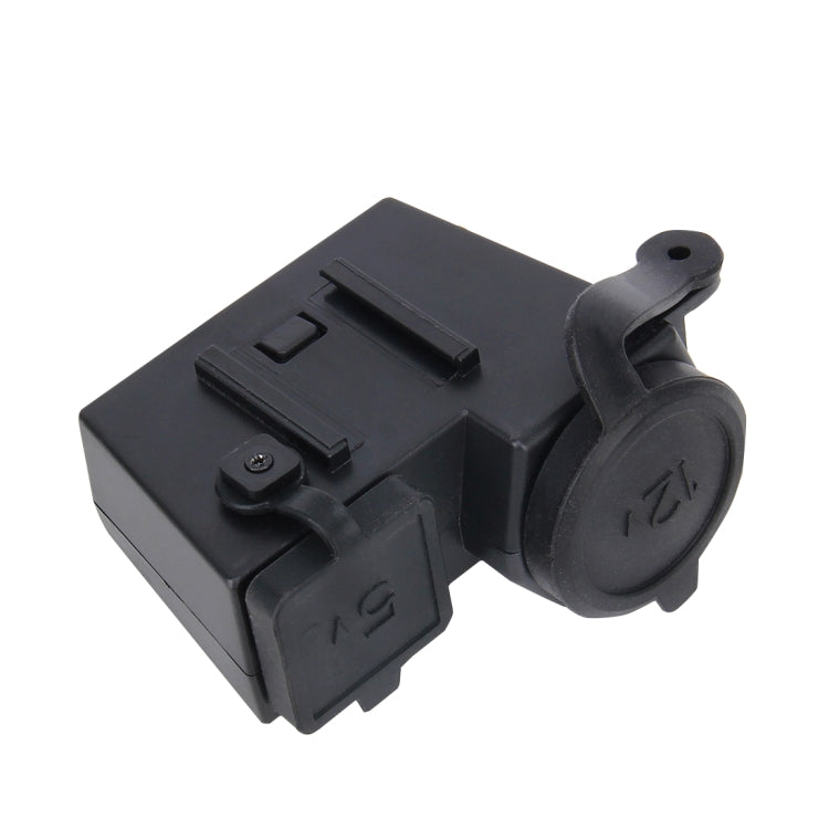5V/12V Motorcycle Waterproof Handlebar Clamp Dual USB Car Cigarette Lighter Socket Power Adapter Charger, for Phones/Tablets/GPS
