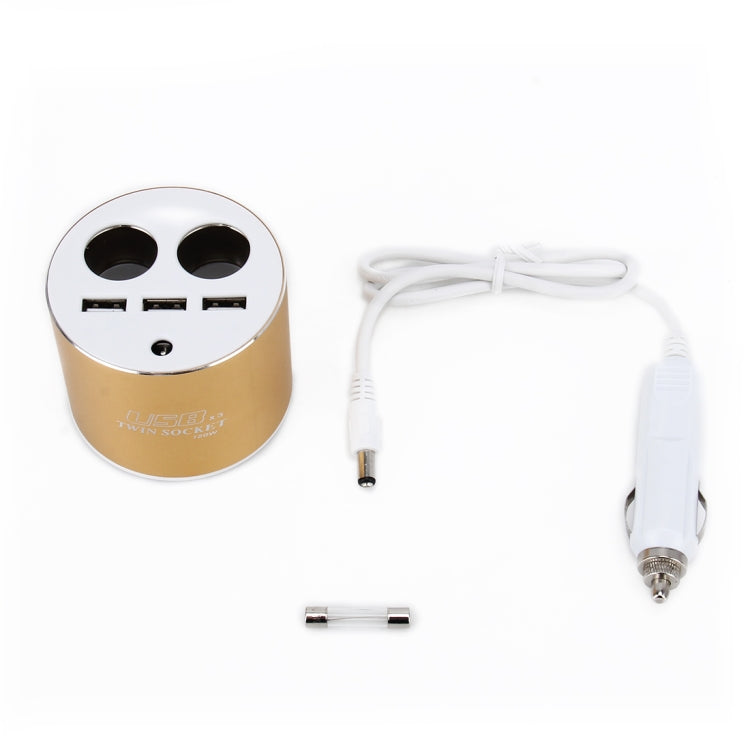 120W 3 USB Ports 4.1A with 2 Socket Cigarette Lighter Splitter Phone Car Charger
