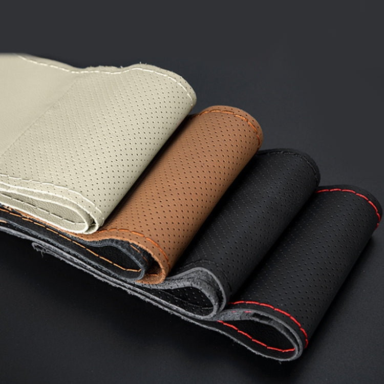 Four Seasons Genuine Leather Hand-stitched Car Adaptation Steering Wheel Cover for 38cm Steering Wheel