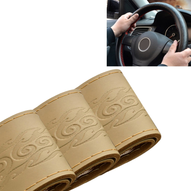 MILI Genuine Leather Hand-stitched Car Adaptation Steering Wheel Cover for 38cm Steering Wheel