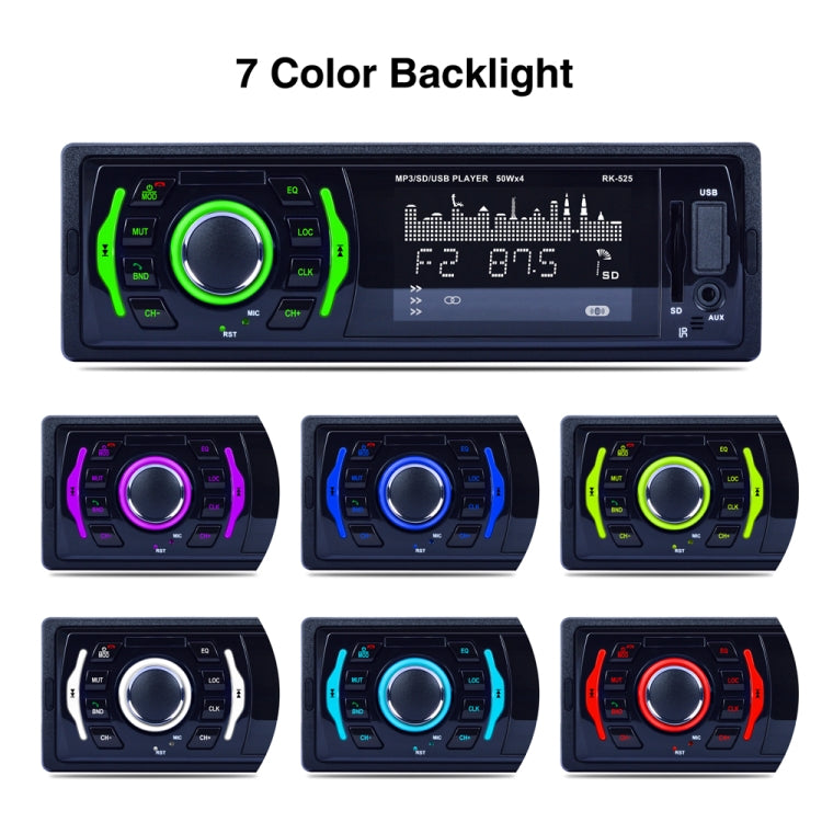 RK-525 Wireless Bluetooth Audio MP3 Player Car Stereo Receiver, with USB Port, TF Card Slot, AUX in, 7 Color Backlight and FM