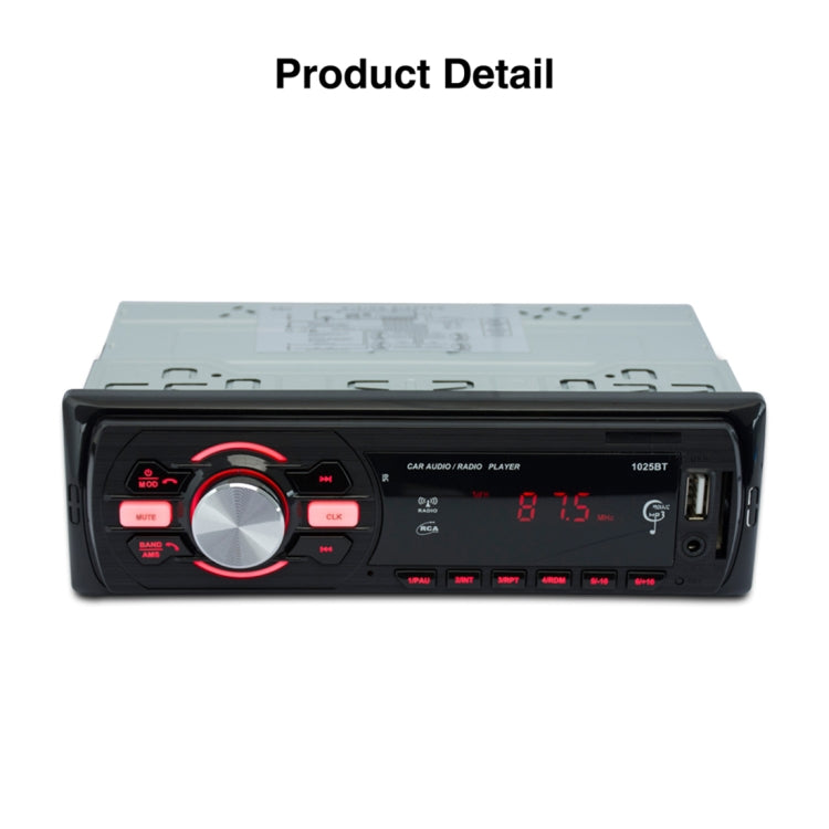 1025 Wireless Bluetooth Car Stereo Receiver Audio Radio MP3 Player, with U-disk & SD Card Slot, AUX in and FM