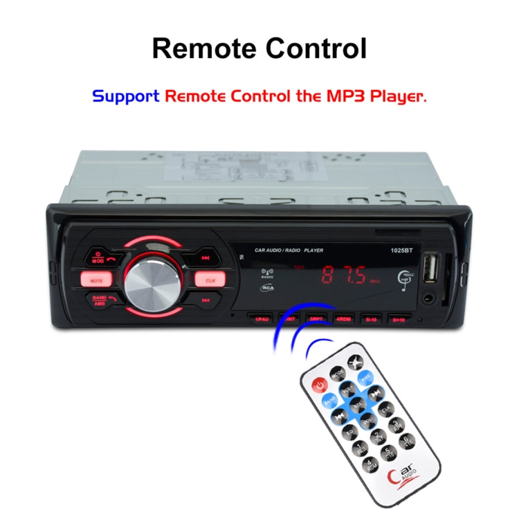 1025 Wireless Bluetooth Car Stereo Receiver Audio Radio MP3 Player, with U-disk & SD Card Slot, AUX in and FM