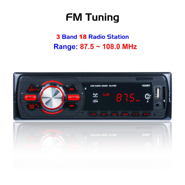 1025 Wireless Bluetooth Car Stereo Receiver Audio Radio MP3 Player, with U-disk & SD Card Slot, AUX in and FM