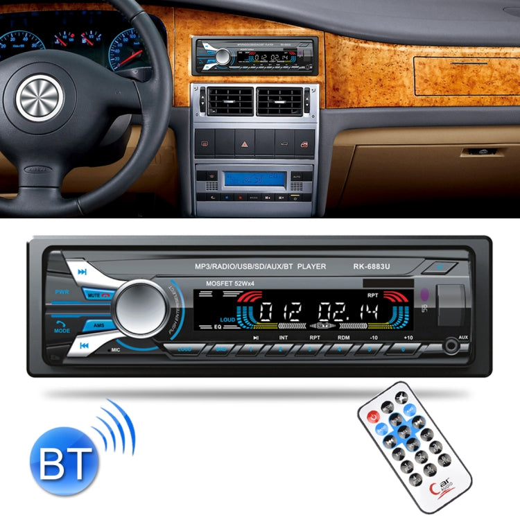 RK-6883U Single Din Car Audio FM Radio Stereo Receiver Bluetooth MP3 Player, Support USB / SD Card / AUX, with Detachable Panel