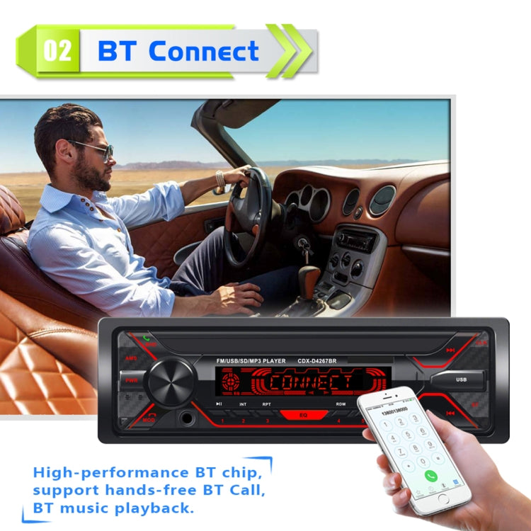 D4267 Single Din Car Audio FM Radio Stereo Receiver Bluetooth Call Music MP3 Player, Supprot USB / SD Card / AUX, with Remote Control