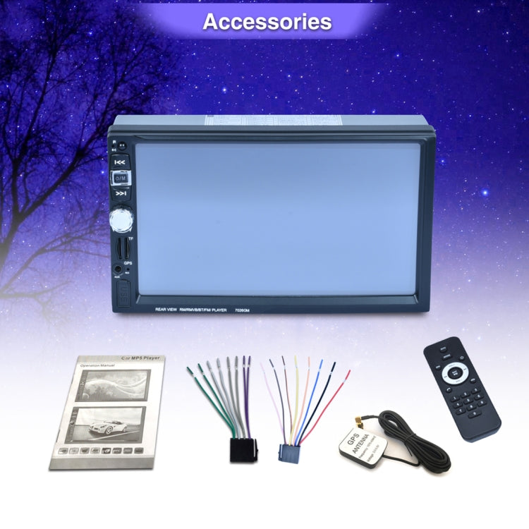 7026GM 7 inch 1080P HD Touchscreen Double Din Stereo Car Receiver MP5 Player, with Bluetooth / USB / TF / GPS, Support Rear View