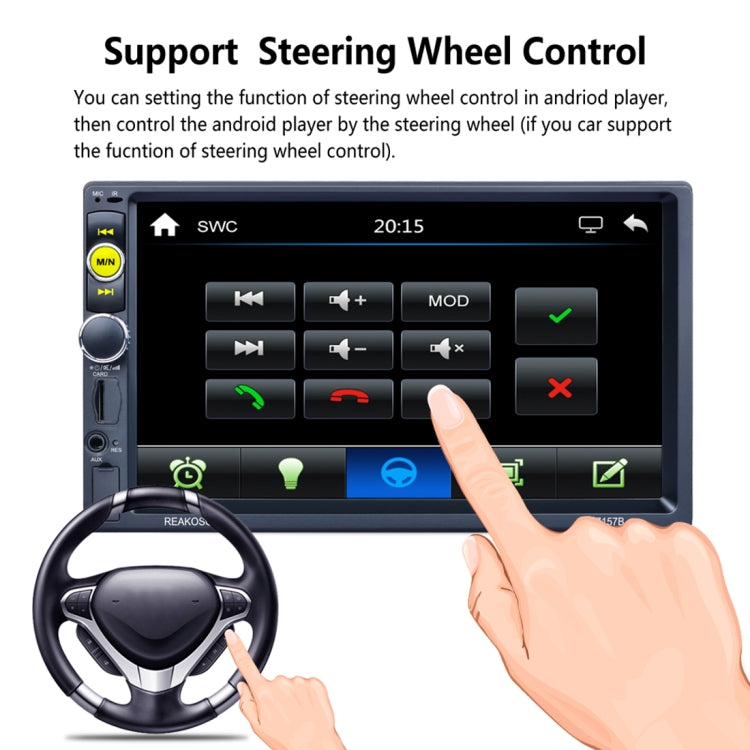 7157B 7 inch 1080P HD Touchscreen Double Din Stereo Car Receiver MP5 Player, Support Rear View & AM FM RDS & Bluetooth & U-disk TF Card