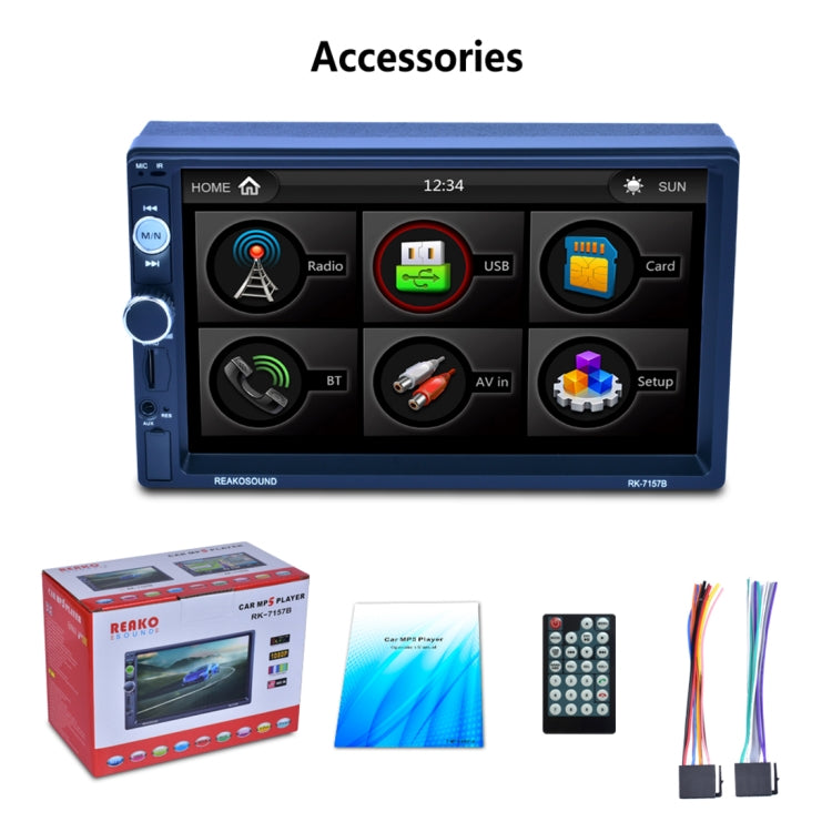 7157B 7 inch 1080P HD Touchscreen Double Din Stereo Car Receiver MP5 Player, Support Rear View & AM FM RDS & Bluetooth & U-disk TF Card