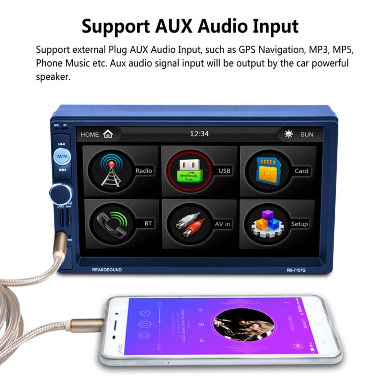 7157G Double Din 7 inch Touchscreen Car Radio Receiver MP5 Player, Support Rear View & AM FM RDS & Bluetooth & U-disk TF Card & GPS