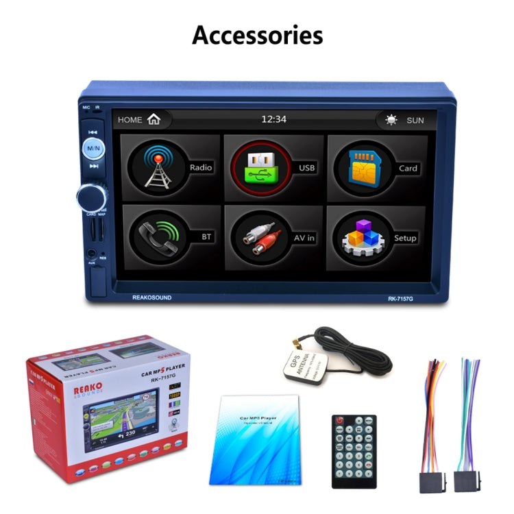 7157G Double Din 7 inch Touchscreen Car Radio Receiver MP5 Player, Support Rear View & AM FM RDS & Bluetooth & U-disk TF Card & GPS