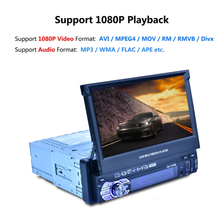 RK-7158G HD 7 inch Single Din Car MP3 MP5 Player GPS Navigation Bluetooth Touch Stereo Radio, with Rear View Function