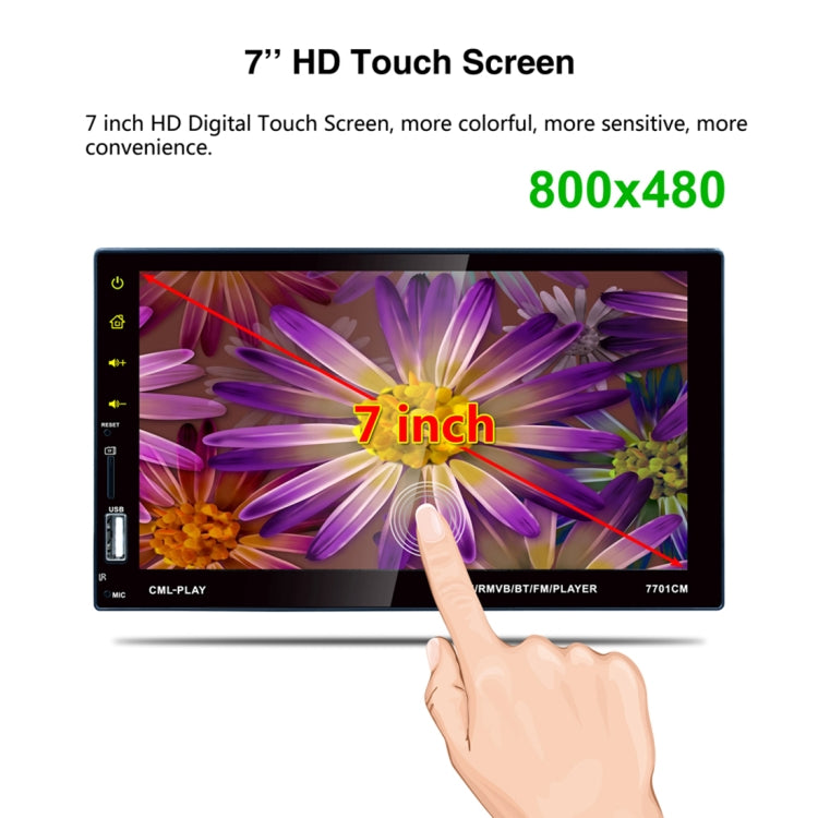 7701 7 inch 1080P HD Touchscreen Double Din Stereo Car Receiver MP5 Player, Link with Android Phone, Support Bluetooth / USB / TF / FM / Rear View / DVR In