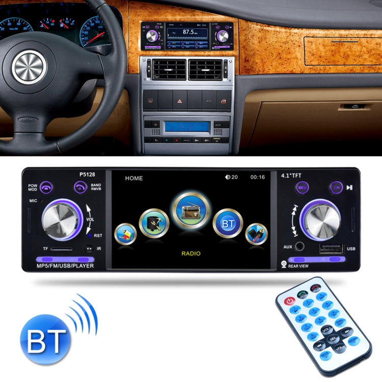 P5128 Single Din 4.1 inch HD Digital Car Stereo Radio MP5 Audio Player, Support FM / Bluetooth / USB / TF / Rear View / AUX