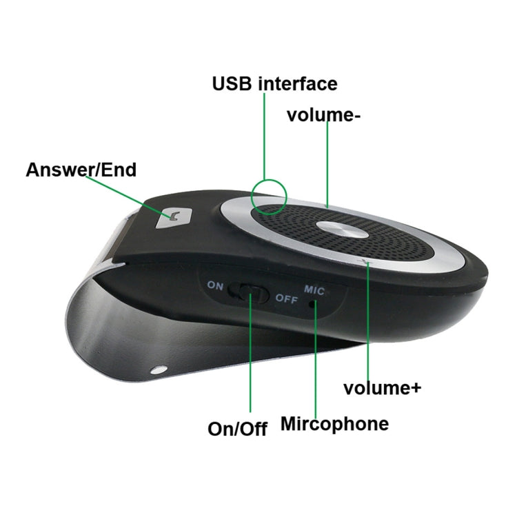 BLS-pro6 Sun Visor Clip Wireless Bluetooth V4.1 Handsfree Car Kit Speaker Speakerphone