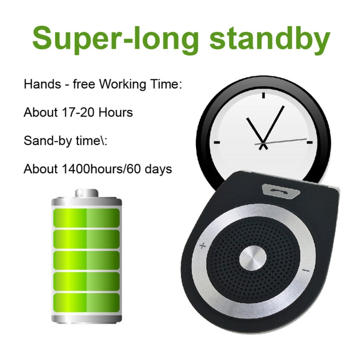 BLS-pro6 Sun Visor Clip Wireless Bluetooth V4.1 Handsfree Car Kit Speaker Speakerphone