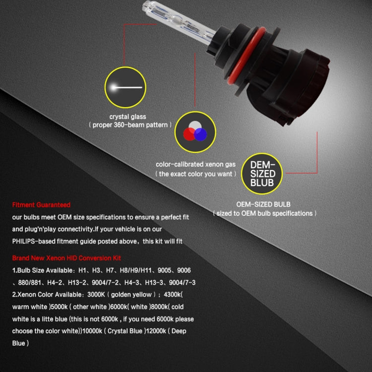 55W 9004/9007/HB1/HB5 4300K HID Xenon Conversion Kit with High Intensity Discharge Slim Ballast, Warm White