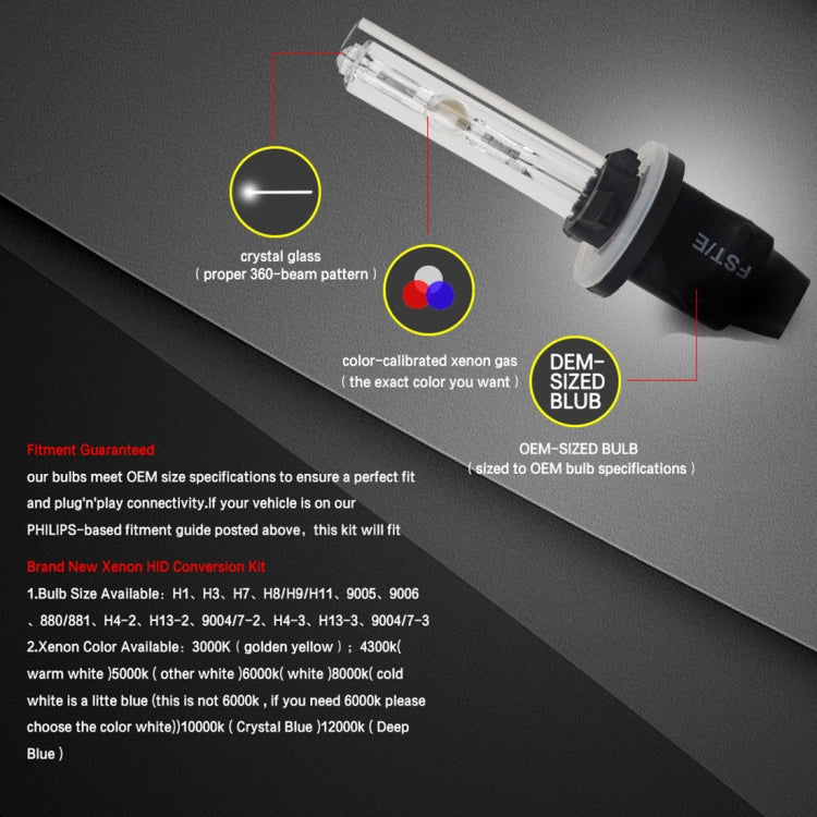 55W 880/881/H27 4300K HID Xenon Conversion Kit with High Intensity Discharge Alloy Slim Ballast, Warm White