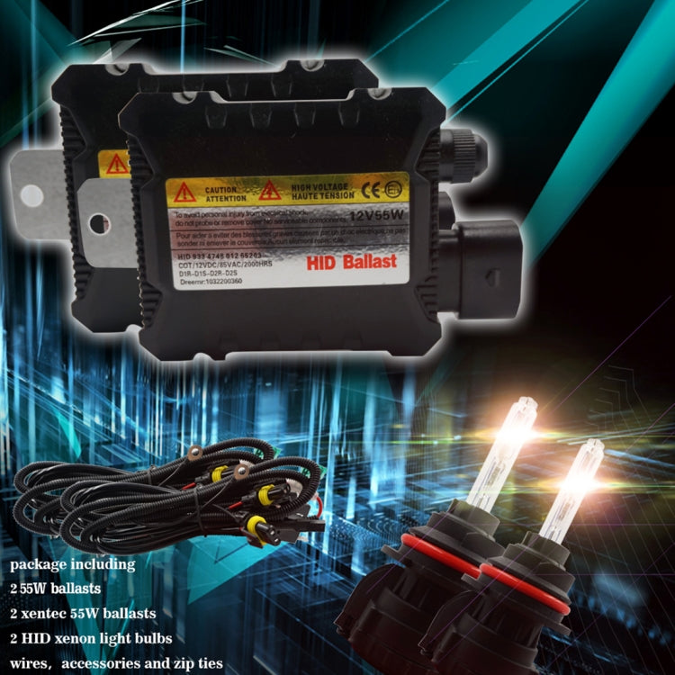 55W 9004/9007/HB1/HB5 4300K HID Xenon Conversion Kit with High Intensity Discharge Alloy Slim Ballast, Warm White