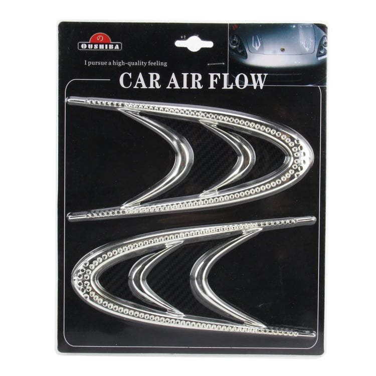 2 PCS Car Plastic Decorative Stickers, Size: 19.3*9.3cm(Silver + Black)