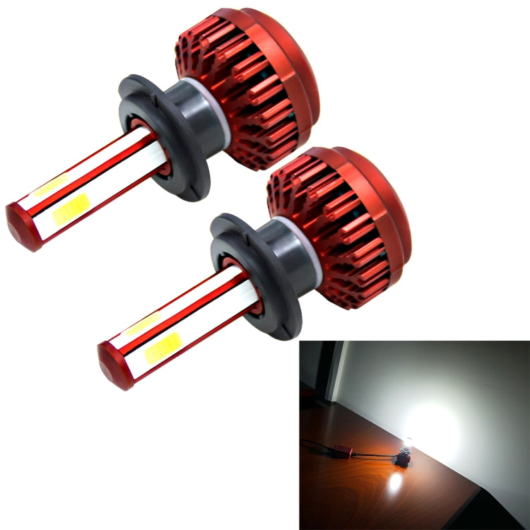 2 PCS R7 H7 40W 4000 LM 6000K IP65 Car Headlight Kit with 4 COB Lamps , DC 9-36V(White Light)