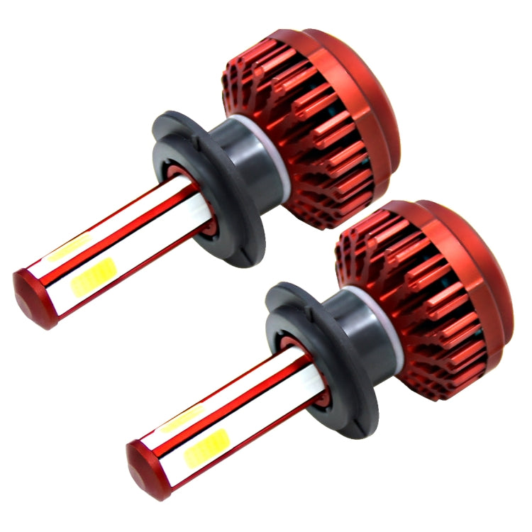 2 PCS R7 H7 40W 4000 LM 6000K IP65 Car Headlight Kit with 4 COB Lamps , DC 9-36V(White Light)