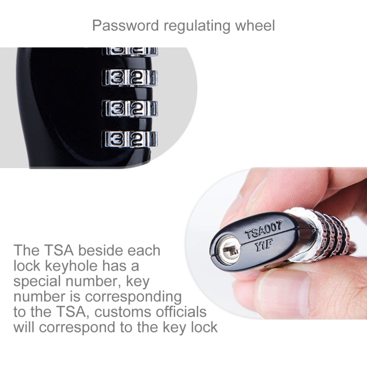 TSA Combination 4 Digits Luggage Travel Suitcase Security Padlock Lock Cable Lock Customs TSA Luggage Metal Lock Password Lock Anti-theft Wire Lock