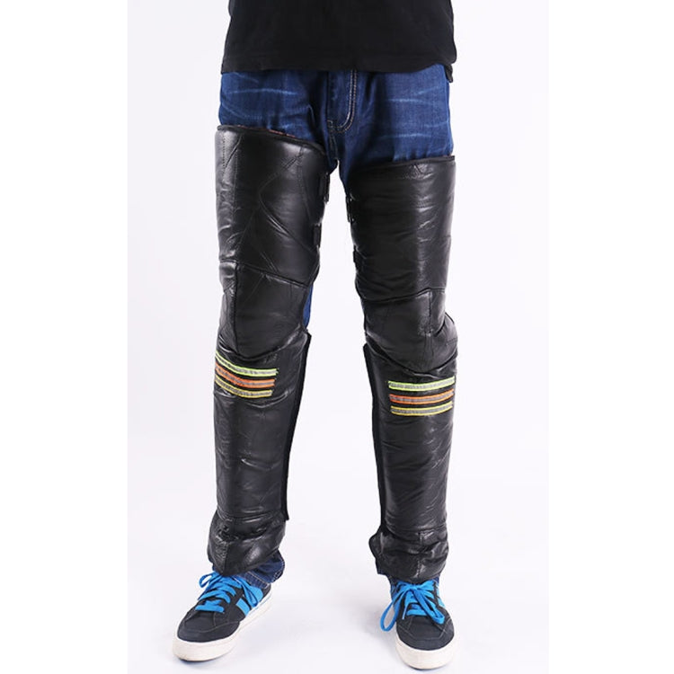 A Pair Winter Thick Warm Windproof Lengthen Motorcycle Bike PU Knee Protector Cover Plus Velvet Knee Pads, Height: 73cm
