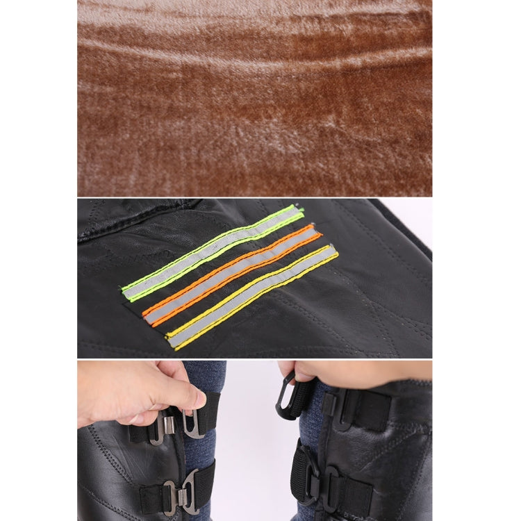 A Pair Winter Thick Warm Windproof Lengthen Motorcycle Bike PU Knee Protector Cover Plus Velvet Knee Pads, Height: 73cm