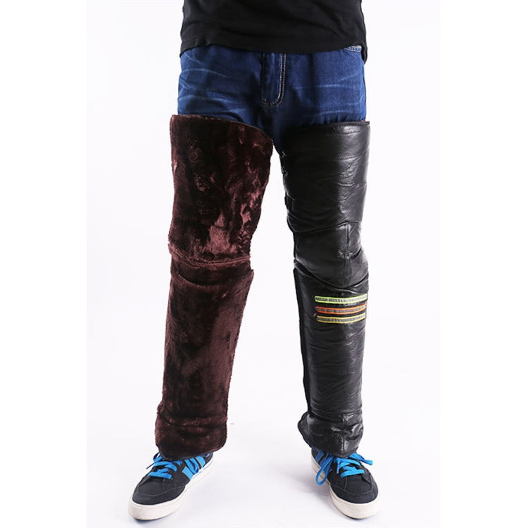 A Pair Winter Thick Warm Windproof Lengthen Motorcycle Bike PU Knee Protector Cover Plus Velvet Knee Pads, Height: 73cm