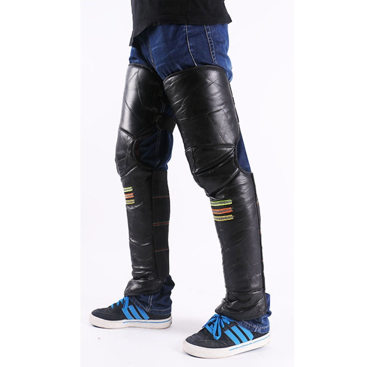 A Pair Winter Thick Warm Windproof Lengthen Motorcycle Bike PU Knee Protector Cover Plus Velvet Knee Pads, Height: 73cm