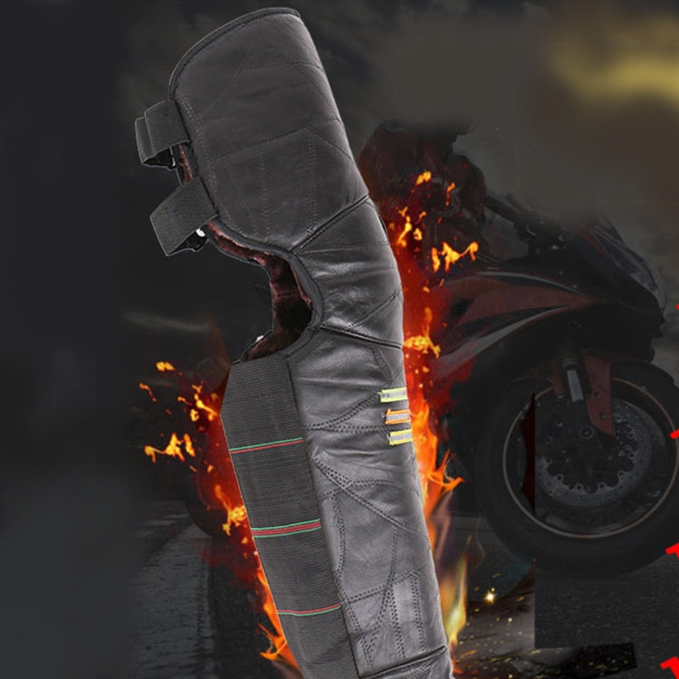 A Pair Winter Thick Warm Windproof Lengthen Motorcycle Bike PU Knee Protector Cover Plus Velvet Knee Pads, Height: 73cm