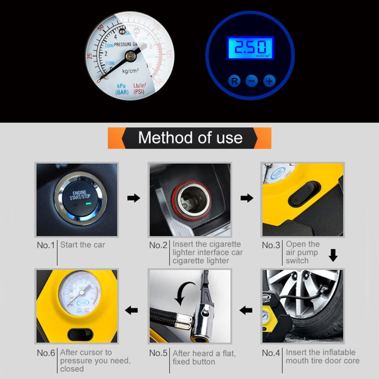 DC12V 120W 10A 40PSI 19 Cylinder with Indicator Portable Electric Air Pump Tire Inflator Car Electric Air Compressor Car Tire Pump Inflatable Pump with 2.8m Power Cord