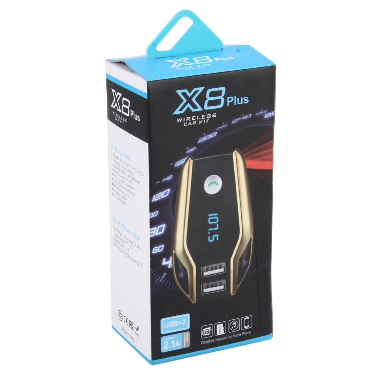 X8 Plus Wireless Bluetooth Car MP3 Music Player FM Transmitter Car Charger Adapter with Dual USB Ports Wireless Headset for Mobile Phone