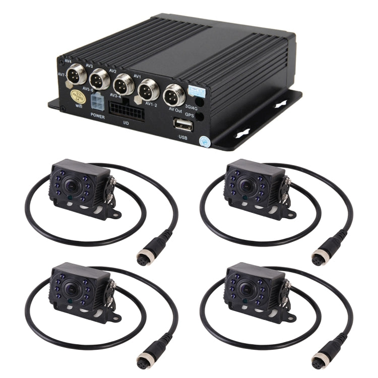 Truck 360 Degree Real-time Monitoring 4 CH Real-time 720P 1280*720 Pixels SD Mobile DVR Support AHD Input and Analog Standard Definition Camera Input