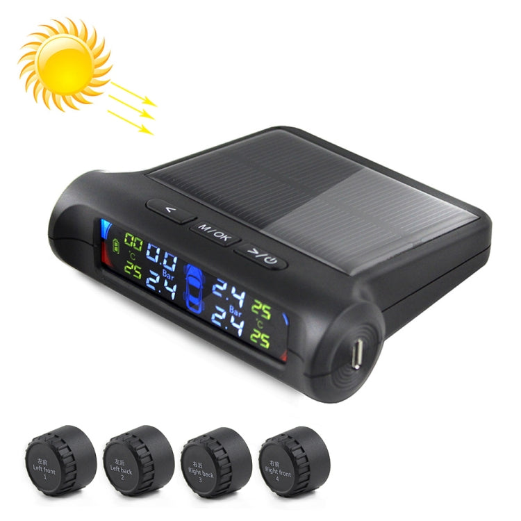 PZ802-E Solar Powered Video TPMS External Tire Pressure Monitor with LCD Color Display Screen