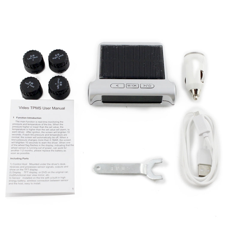 PZ802-E Solar Powered Video TPMS External Tire Pressure Monitor with LCD Color Display Screen