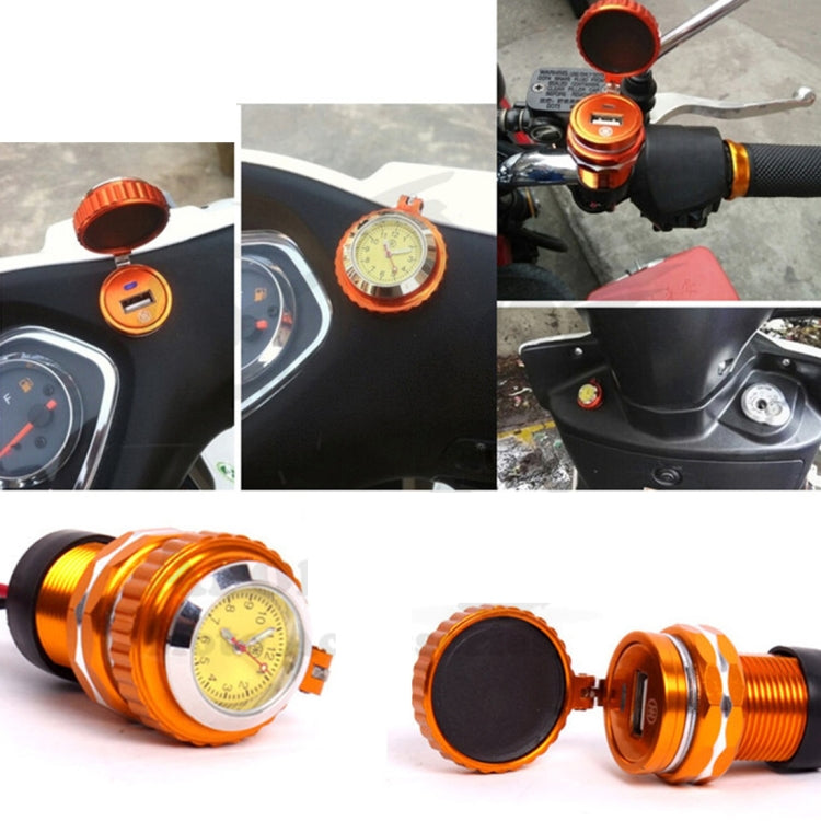 Universal 12V Motorbike USB Phone Vehicle Navigation Charger with a Watch Random Color Delivery
