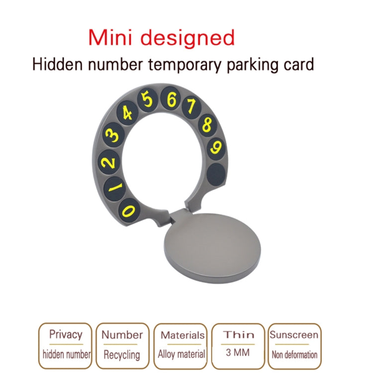 Alloy Mini Design Hidden Number Temporary Parking Number Card