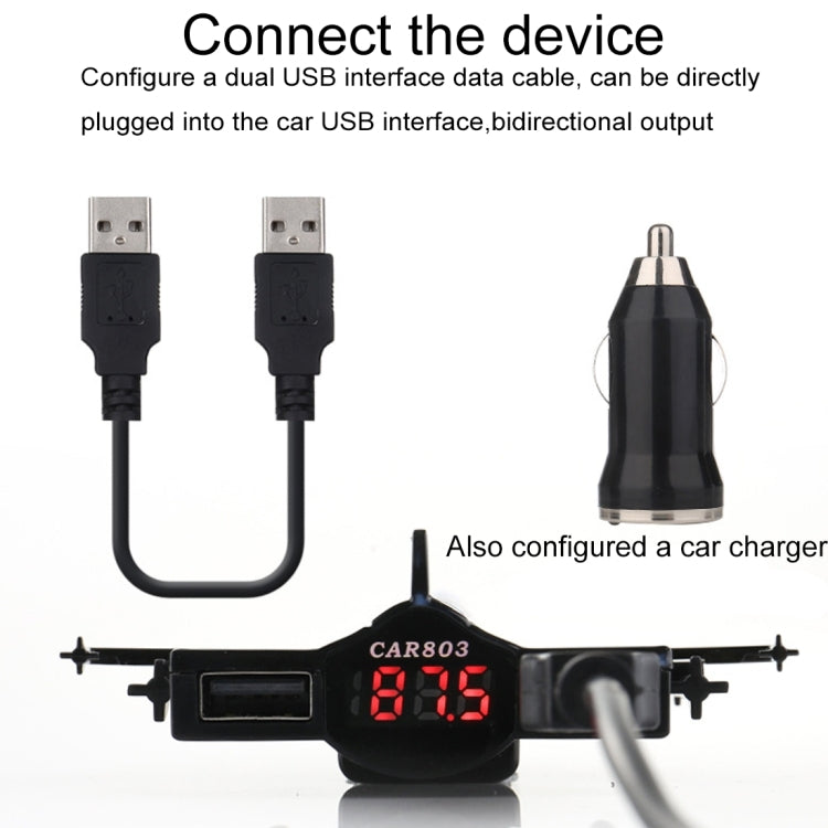 Fighter Shape Multifunctional Car Bluetooth FM Transmitter with Magnet Holder & Car Charger Set, Support Hands-free Call & TF Card / AUX / U Disk Music Play & Double USB Smartphones Charging Function