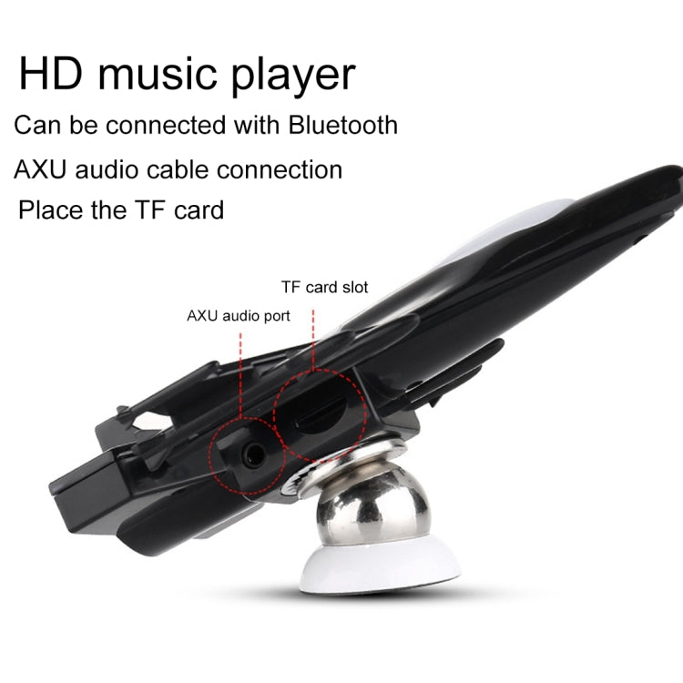 Fighter Shape Multifunctional Car Bluetooth FM Transmitter with Magnet Holder & Car Charger Set, Support Hands-free Call & TF Card / AUX / U Disk Music Play & Double USB Smartphones Charging Function