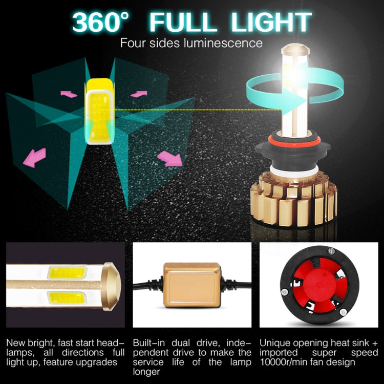 2 PCS Auto Car HB3/9005/H10 28W 2200LM 6000K Pure White COB LED Headlight Bulbs Conversion Kit, DC 9-36V