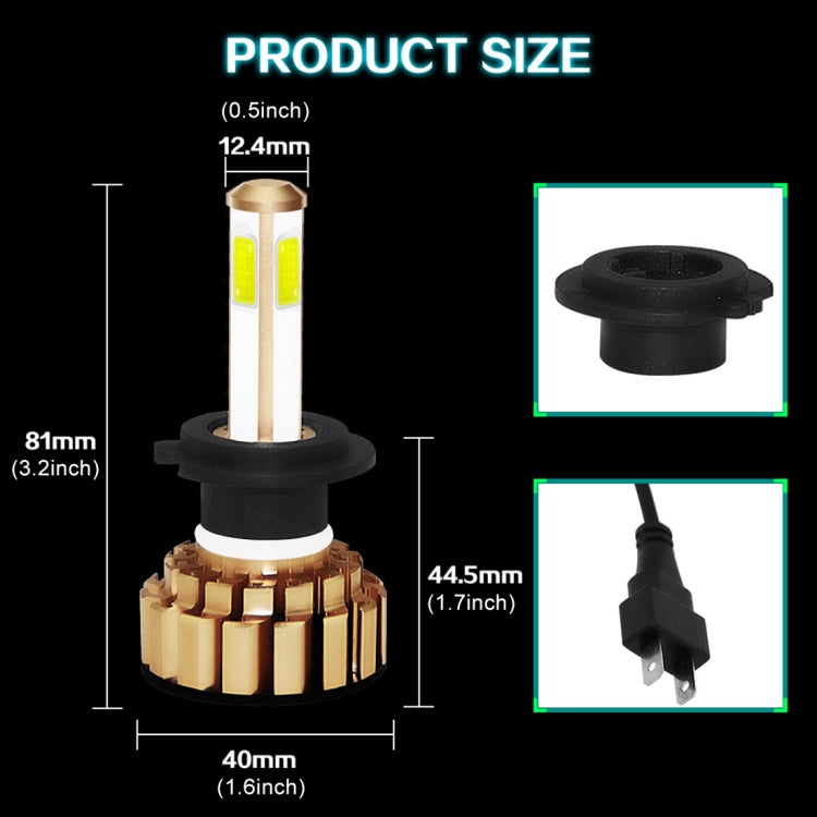 2 PCS Auto Car H7 28W 2200LM 6000K Pure White COB LED Headlight Bulbs Conversion Kit, DC 9-36V