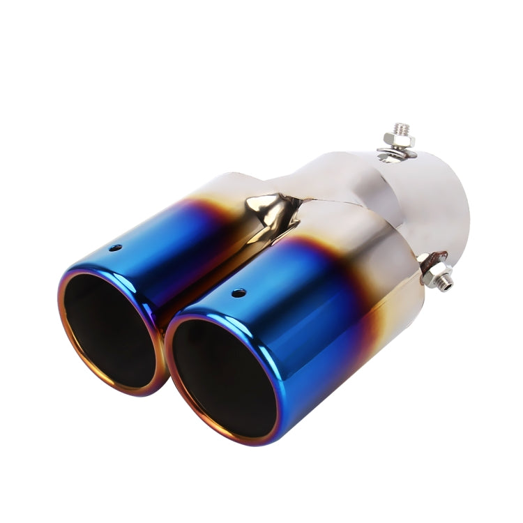 Universal Car Styling Stainless Steel Curved Double Outlets Exhaust Tail Muffler Tip Pipe