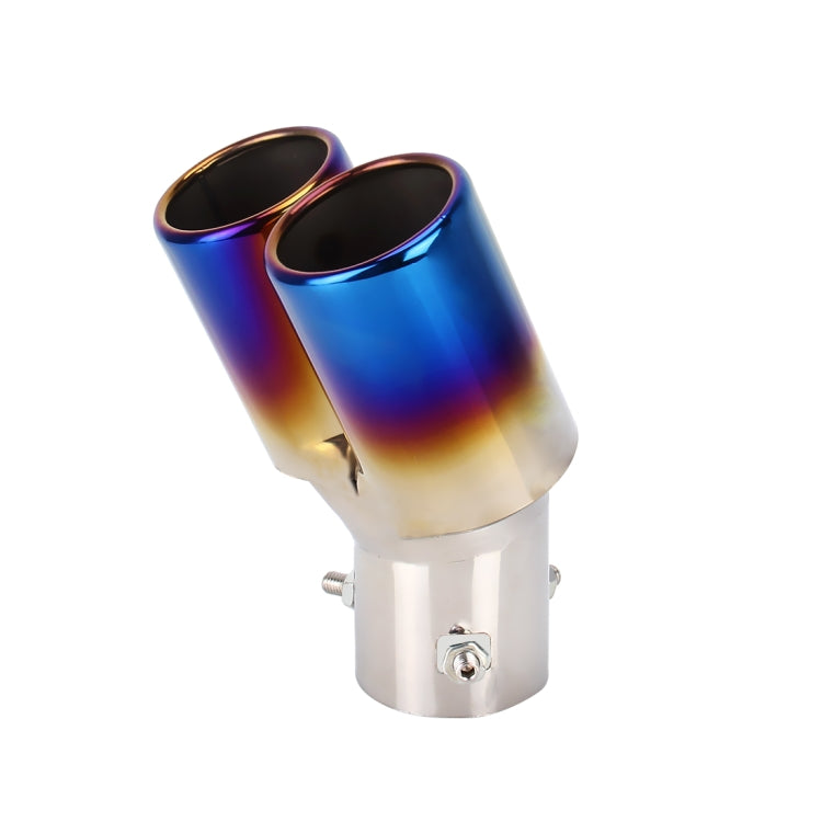 Universal Car Styling Stainless Steel Curved Double Outlets Exhaust Tail Muffler Tip Pipe