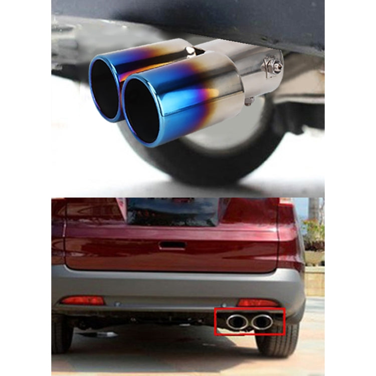Universal Car Styling Stainless Steel Straight Double Outlets Exhaust Tail Muffler Tip Pipe