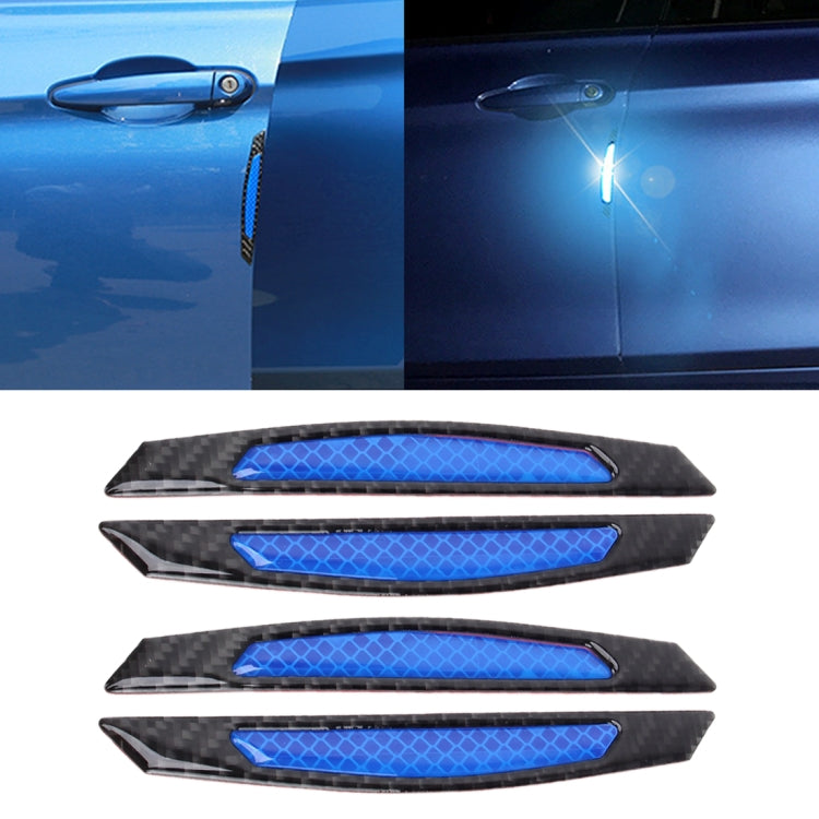4 PCS Carbon Fiber Car Auto Side Door Edge Guard Protection Trims Reflective Stickers